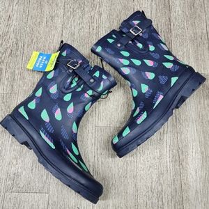 Western Chief Rubber Rain Boots Dotty Downpour Indigo 6 nwt